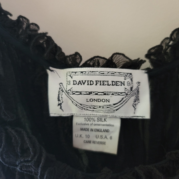 David Fielden Silk Cropped Top, Black, M - Picture 3 of 3